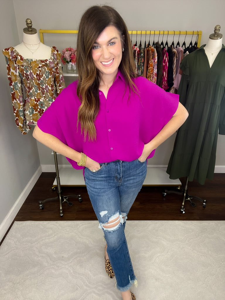 Reach for You Button Down in Magenta
