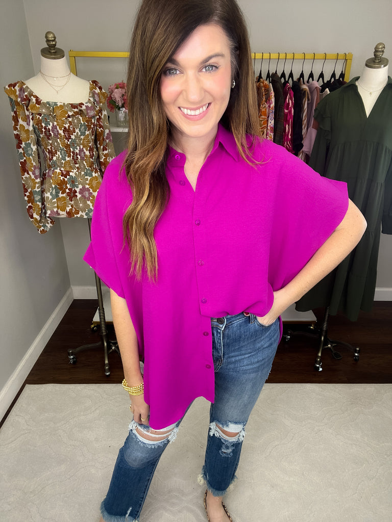 Reach for You Button Down in Magenta