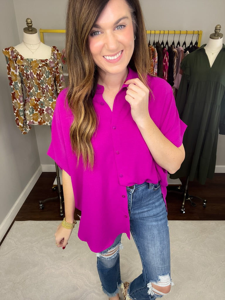 Reach for You Button Down in Magenta