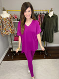 *BELLES & DOORBUSTER* To-Do Lists Can Wait V-Neck Set in Light Plum