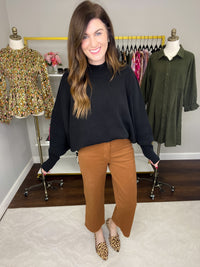 Judy Blue Briar High Rise Control Top Wide Leg Crop Jeans in Camel