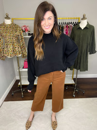 Judy Blue Briar High Rise Control Top Wide Leg Crop Jeans in Camel