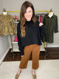 Judy Blue Briar High Rise Control Top Wide Leg Crop Jeans in Camel