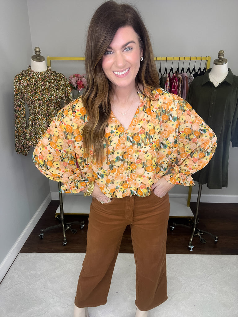 Full Table Floral Top in Persimmon