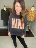 Mama Glitter Long Sleeve Tee in Black