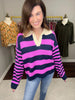 Cozy Calling Striped Sweater in Orchid/Navy