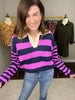 Cozy Calling Striped Sweater in Orchid/Navy