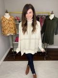 Timeless Tale Grid Print Sweater in Cream/Taupe