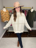 Timeless Tale Grid Print Sweater in Cream/Taupe