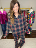Christmas Movies and Cocoa Pajama Set in Navy Plaid
