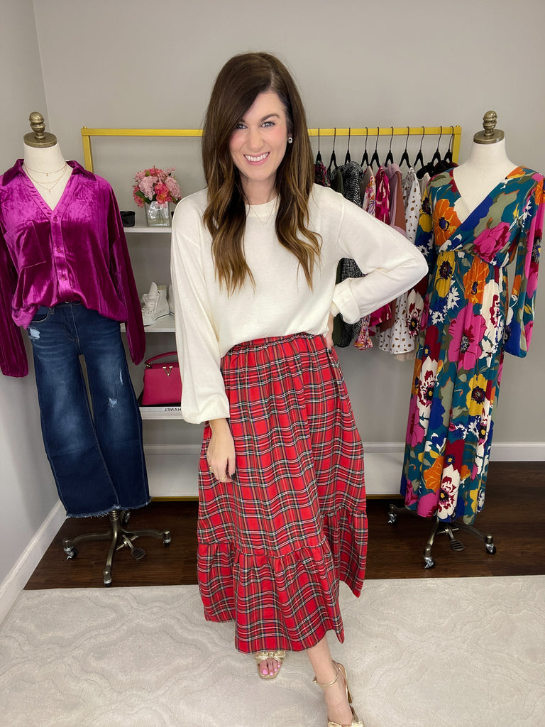 Keswick Plaid Maxi Skirt Belles and Whistles Boutique
