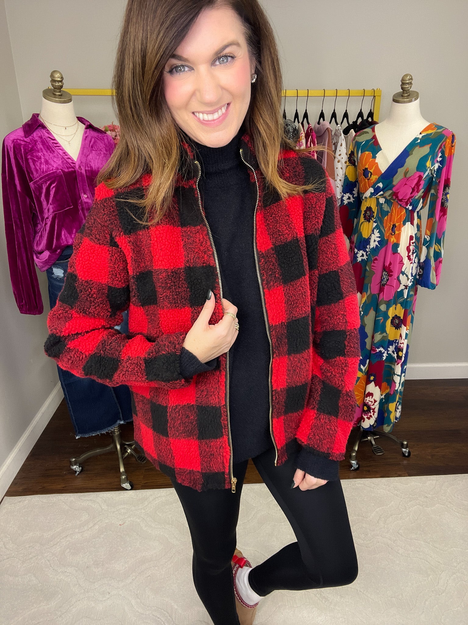 SALE! Mountain Bound Buffalo Plaid Sherpa Jacket *Final Sale*