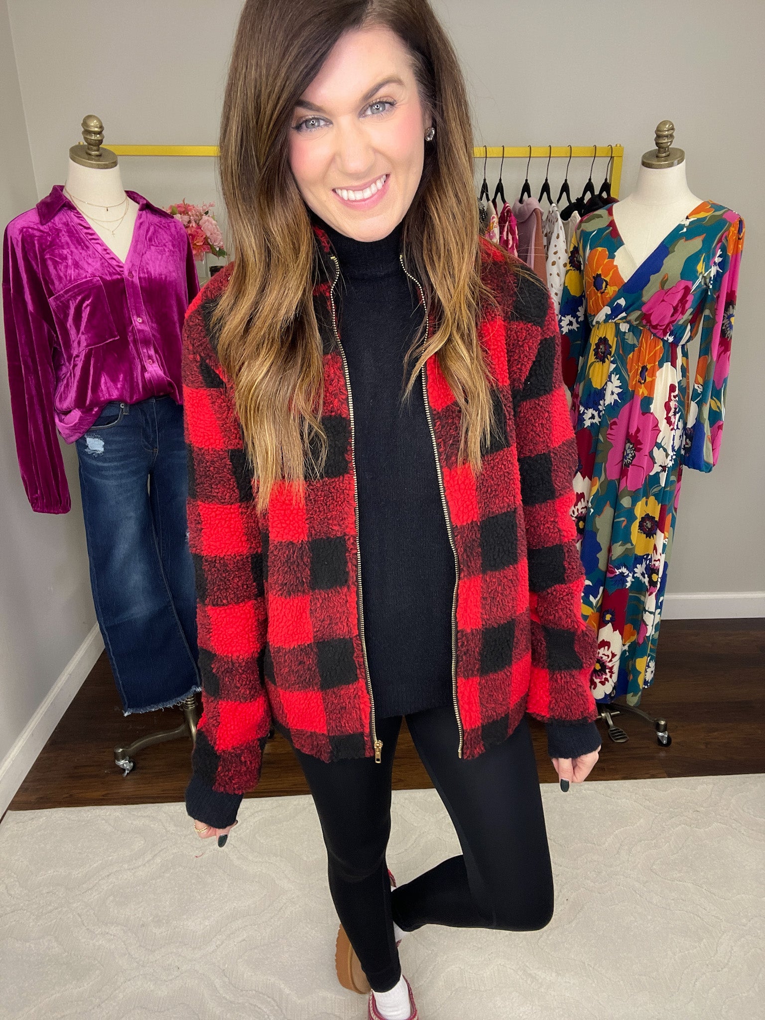 SALE! Mountain Bound Buffalo Plaid Sherpa Jacket *Final Sale*