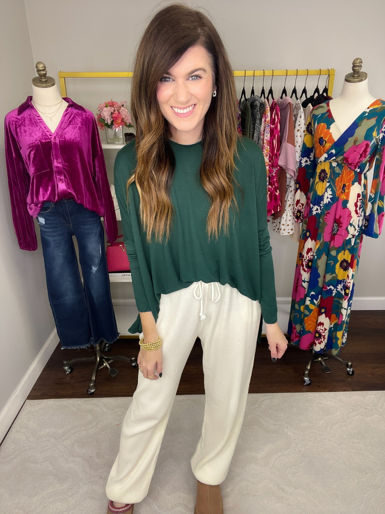 Days Off Waffle Joggers in Cream