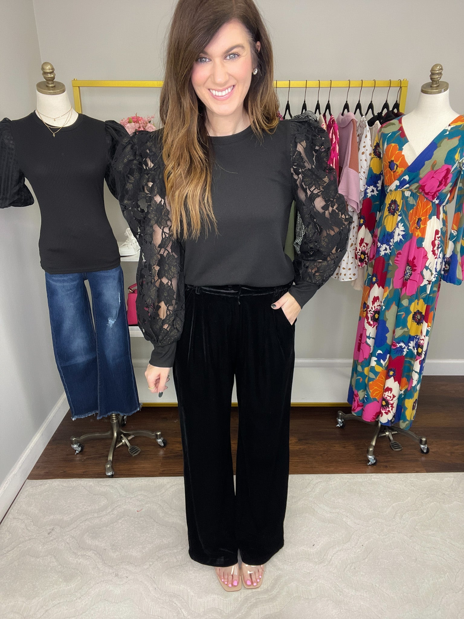 SALE! Holiday Magic Velvet Trousers in Black *Final Sale*