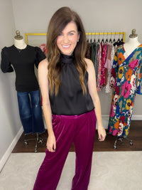 Looks Luxe Tie Neck Tank in Black
