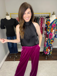 Looks Luxe Tie Neck Tank in Black