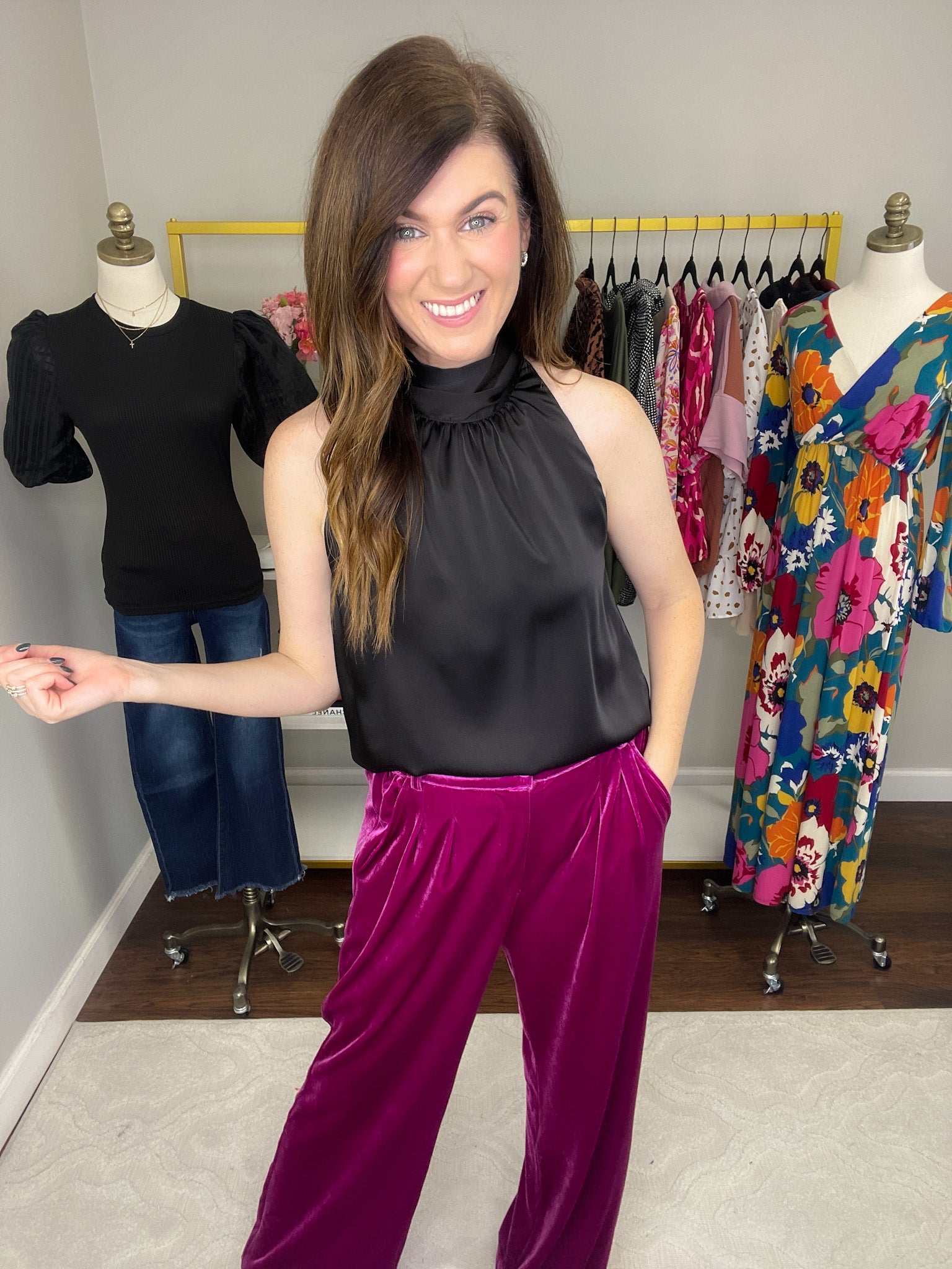 Looks Luxe Tie Neck Tank in Black