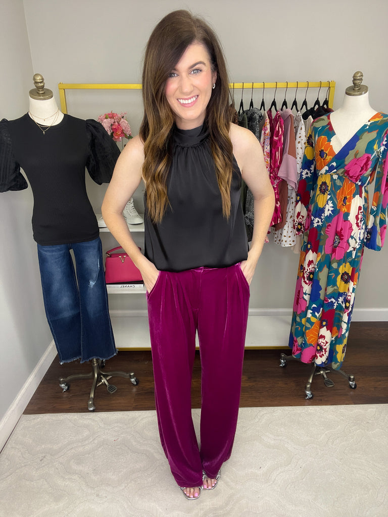 Holiday Magic Velvet Trousers in Magenta