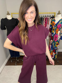 Call My Jet Textured Top in Burgundy