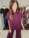 Call My Jet Textured Top in Burgundy