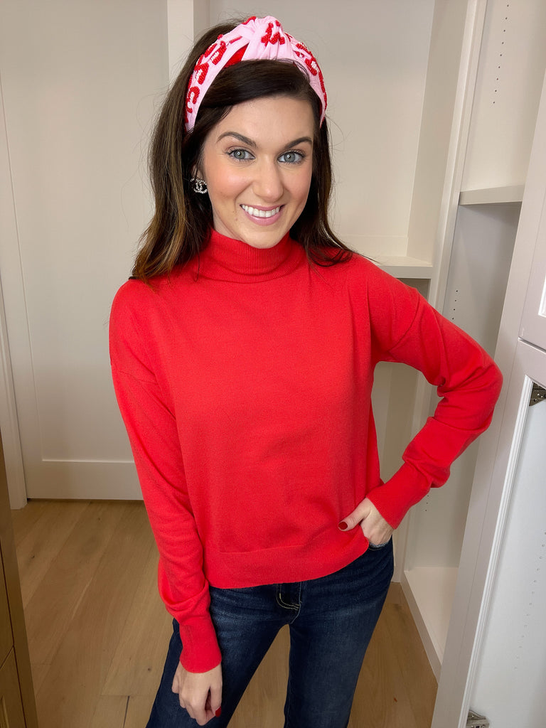 Oh-So-Perfect Turtleneck Sweater in Red