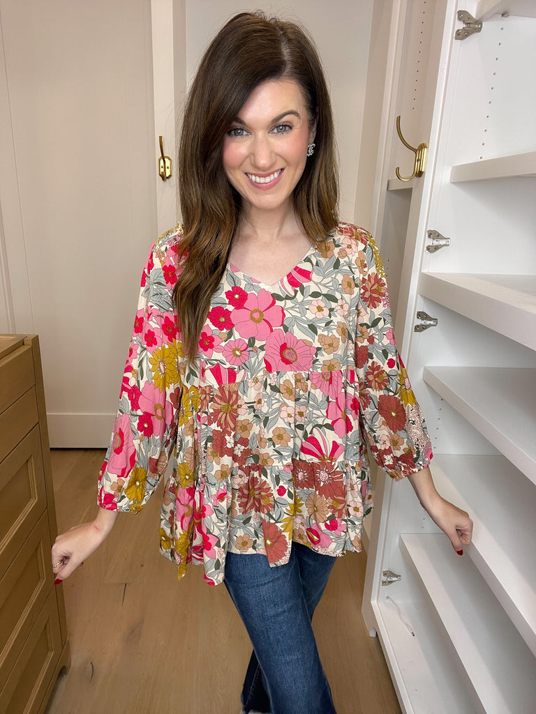Familiar Melody Floral Tiered Top