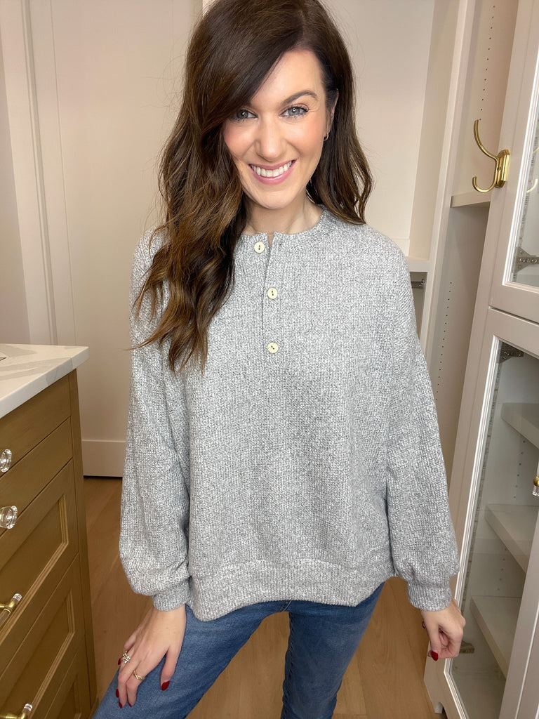 Effortless Ease Waffle Top in Heather Gray