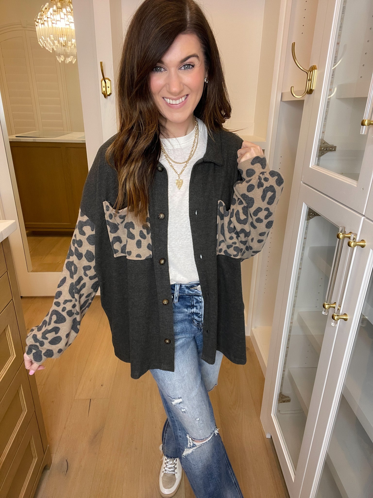 My Own Rules Leopard Sleeve Shacket
