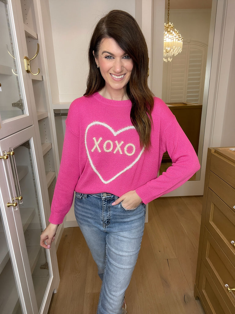 XOXO Sweater in Hot Pink