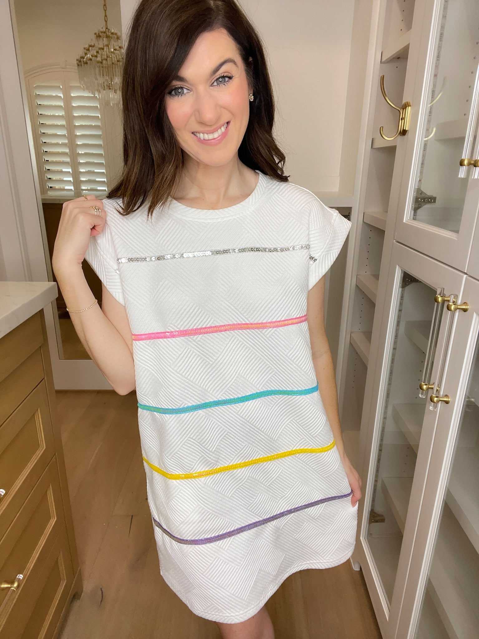 SALE! Keep Things Fun Quilted Dress in White *Final Sale*