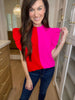 Great Divide Top in Hot Pink/Red