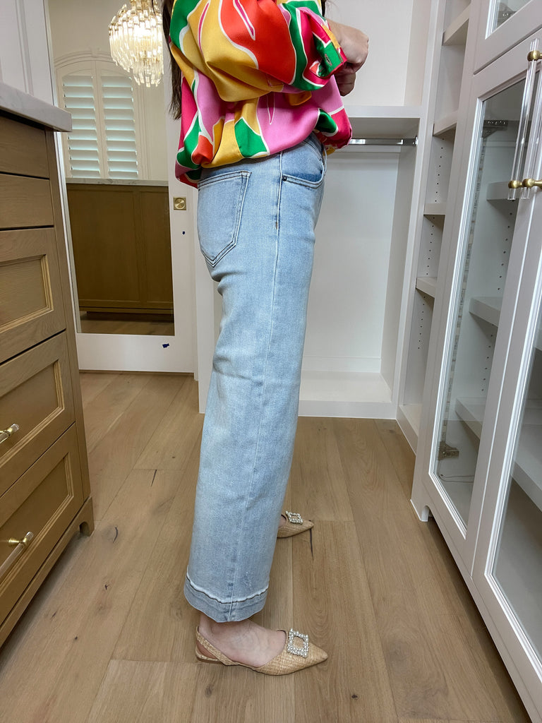 Risen Jones Cropped Wide Leg Jeans