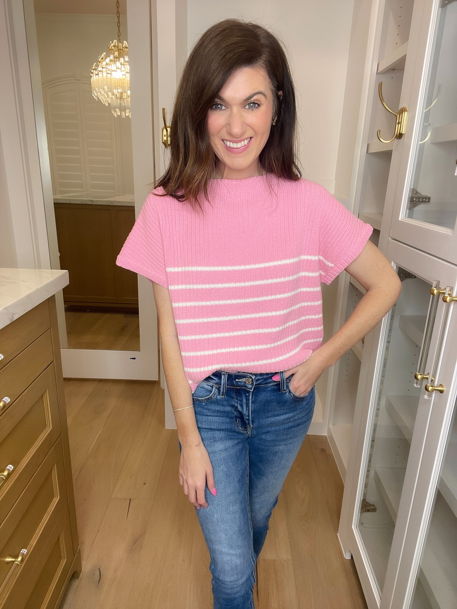 Good to Be Back Striped Sweater in Pink {Part of Set}