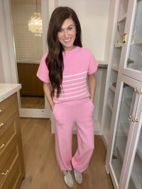 Good to Be Back Striped Sweater in Pink {Part of Set}