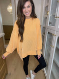 Learn As You Go Ribbed Pullover in Tangerine
