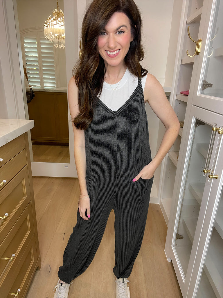 Busy Season Jumpsuit in Charcoal