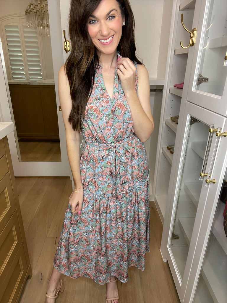 Sweet Nostalgia Dress in Blue/Blush