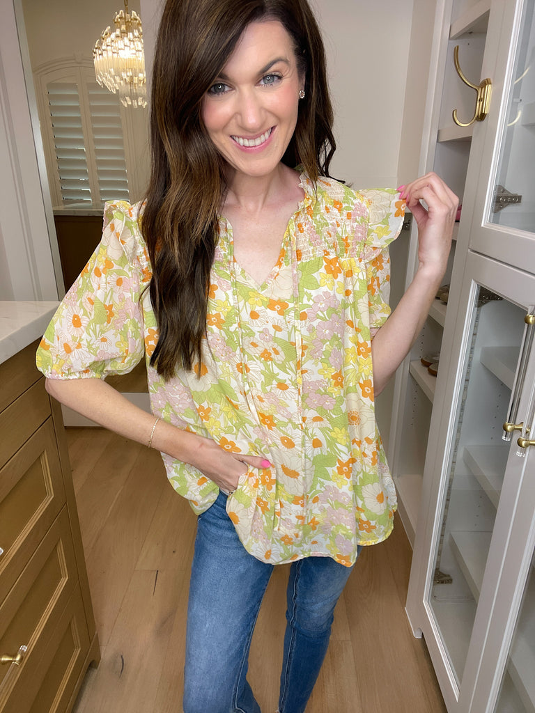 Embrace the Season Top in Green Mix