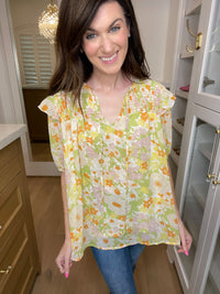 SALE! Embrace the Season Top in Green Mix *Final Sale*
