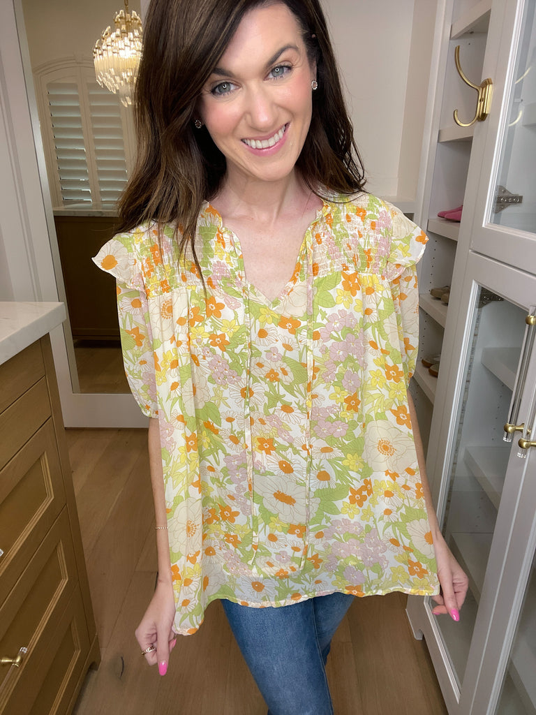 Embrace the Season Top in Green Mix