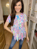 Palm Beach Printed Peplum Top