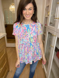 Palm Beach Printed Peplum Top