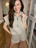 Always Going Quilted Set in Taupe