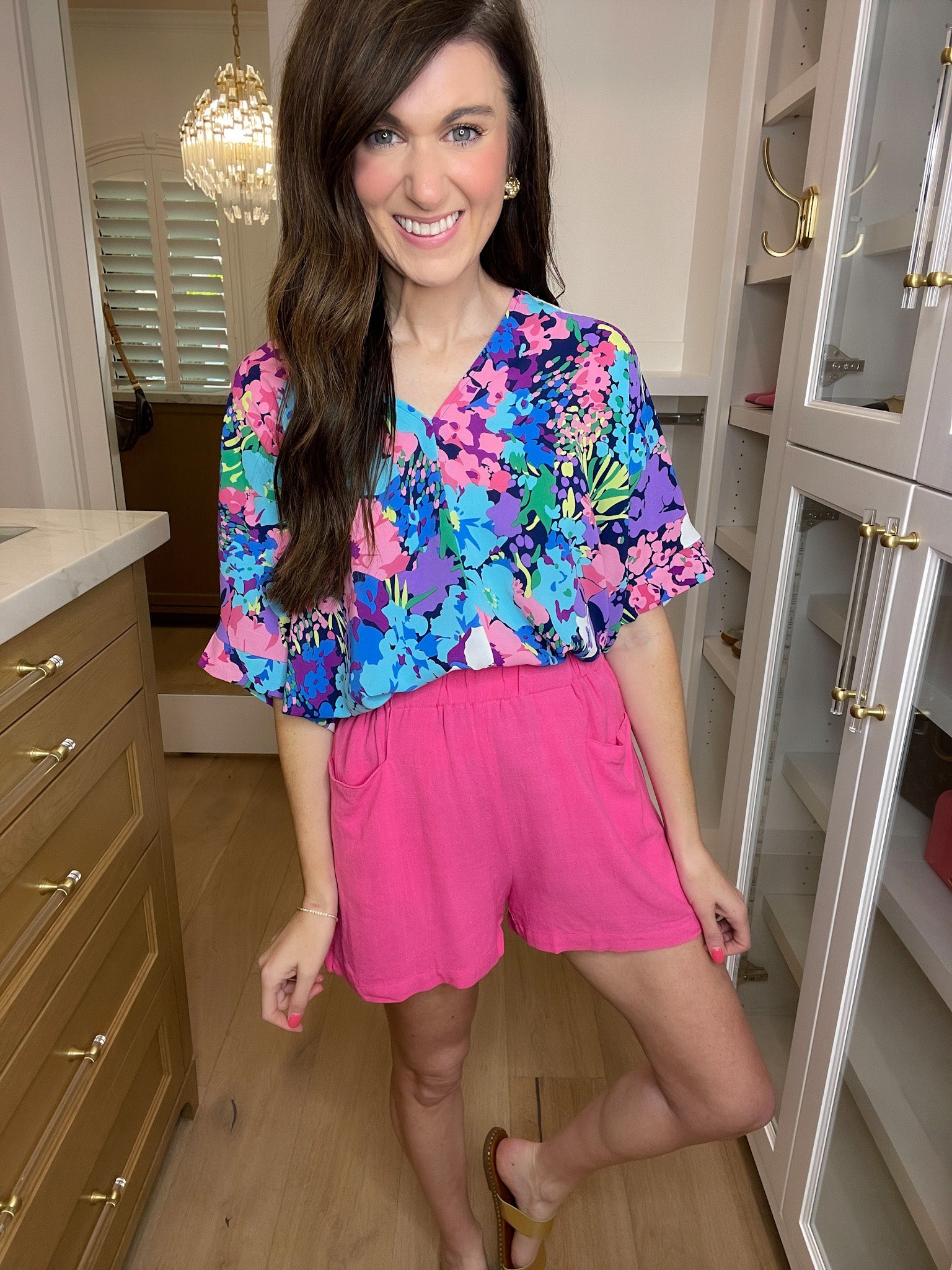 Tropical Tendencies Paperbag Waist Shorts in Pink