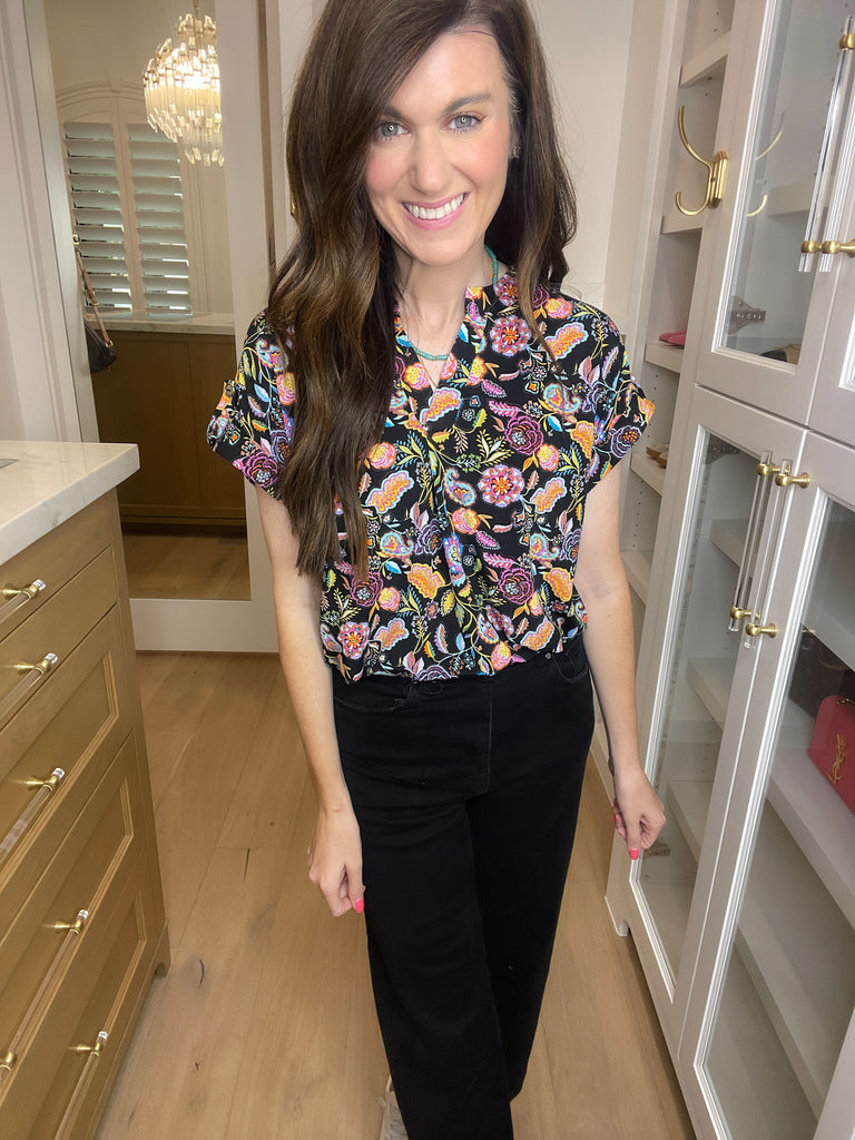 The Lizzy Top in Black Perfect Paisley