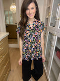The Lizzy Top in Black Perfect Paisley