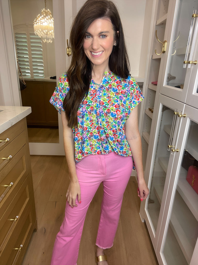 Oliver High Rise Stretch Denim Jeans in Candy Pink