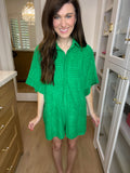 Poolside Cabana Terry Romper in Green