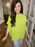 Stay Elevated Solid Knit Top in Honeydew